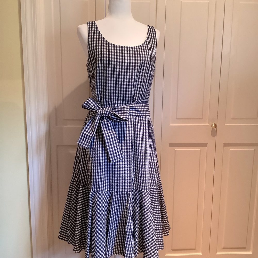 COPY - J Crew navy / white gingham dress